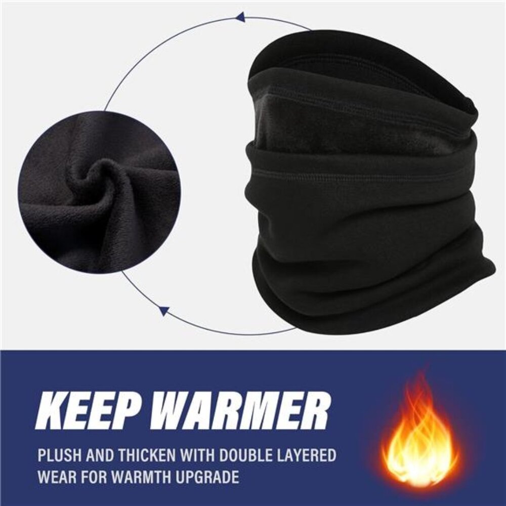 Neck Gaiter Warmer Ski Scarf Windproof Mask - Thick Fleece Neck Warmer Face Mask - Picture 4 of 7